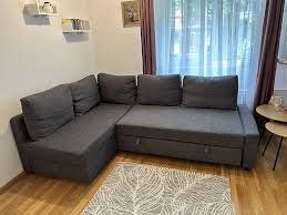IKEA FRIHETEN Ecksofa Bettfunktion Bettkasten dunkelgrau