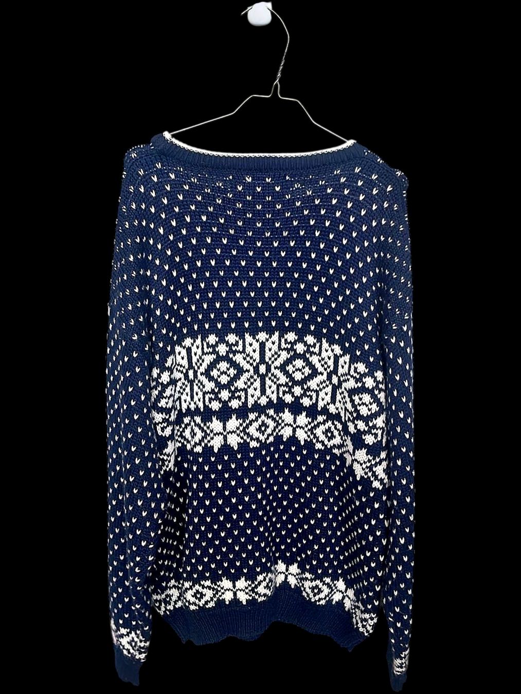 Maglioni & Felpe: Avantgarde Marineblau & Weiß Gemusterter Strickpullover – Usato da Zug venduto da vinokilo 4