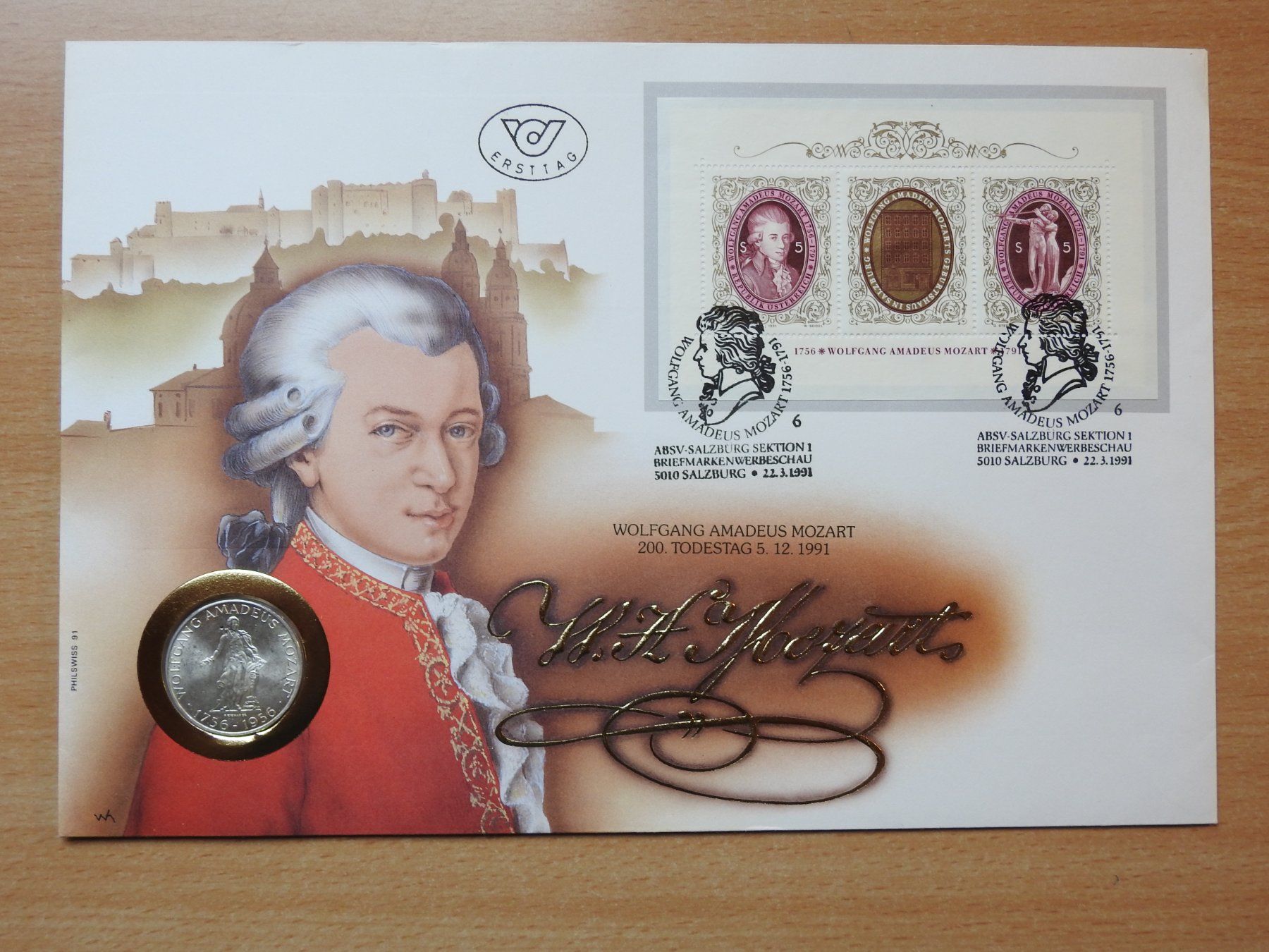 Tutti le monete: Numisbrief - W. A. Mozart mit 25 Schilling Silber ! – Usato da Rain venduto da Sudena