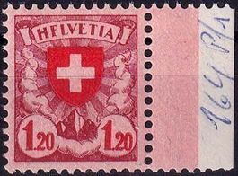 1924: Wappenmuster Nr. 164.PF. postfr. ** ABART: HFLVETIA