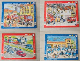 4er Set Kinderpuzzle: Feuerwehr, Polizei - Komplett!