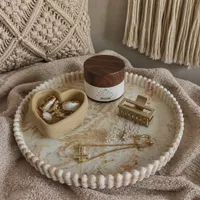 Dekoratives Tablett rund in Marmoroptik Handmade Neui