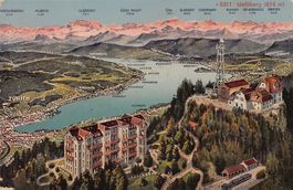 Vogelschau-AK: Uetliberg, Zürich, Alpen, gelaufen 1923