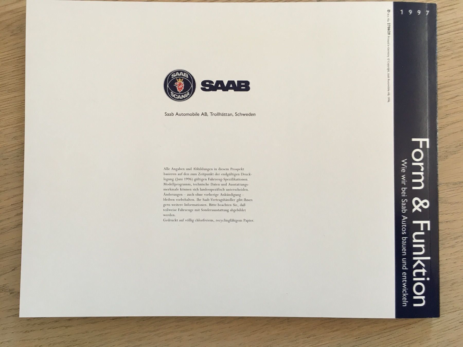 Libri: SAAB Buch 1997 Form & Funktion – Nuovo e nell'imballaggio originale da Bauma venduto da haelge01 9