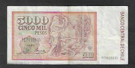 Billets de banque: Chile  5000  Pesos  1997  Gebraucht – D'occasion à Gordola par coinsandnotes 1