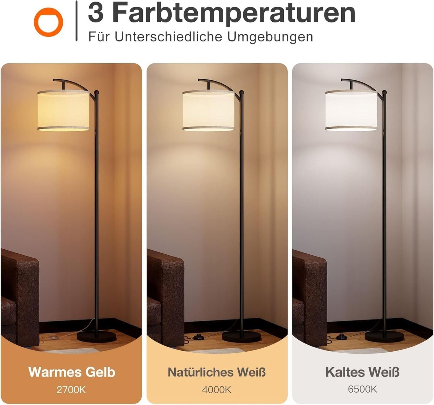 Lampade: Stehlampe Wohnzimmer LED 3 Farbtemperaturen Leselampe – Nuovo e nell'imballaggio originale da Schaffhausen venduto da tra_6j5m 1