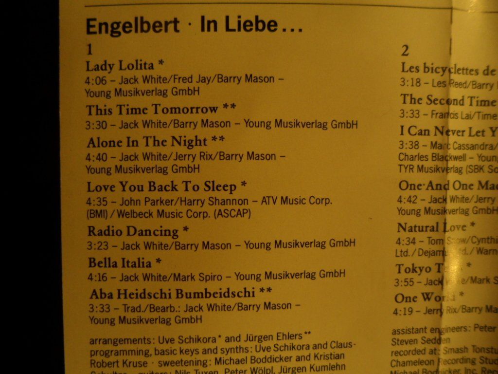 Musicassette: ENGELBERT    In Liebe – Usato da Langnau i. E. venduto da gf2_29jt 1
