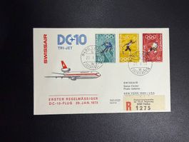 Swissair Erstflugbrief Zürich-New York ab Liechtenstein 1973