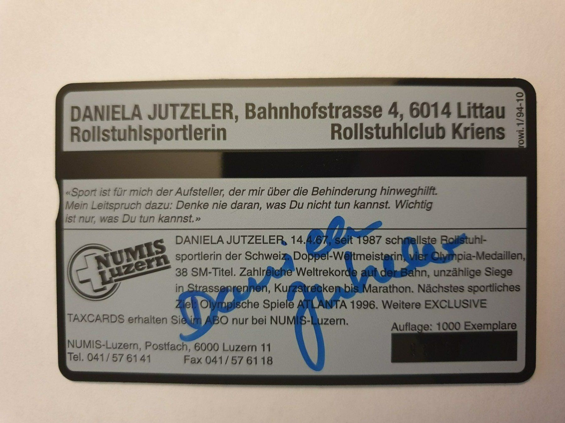 Cartes de téléphone: Daniela Jutzeler mit Handsignierung – Neuf (Voir description) à Rain par chesz