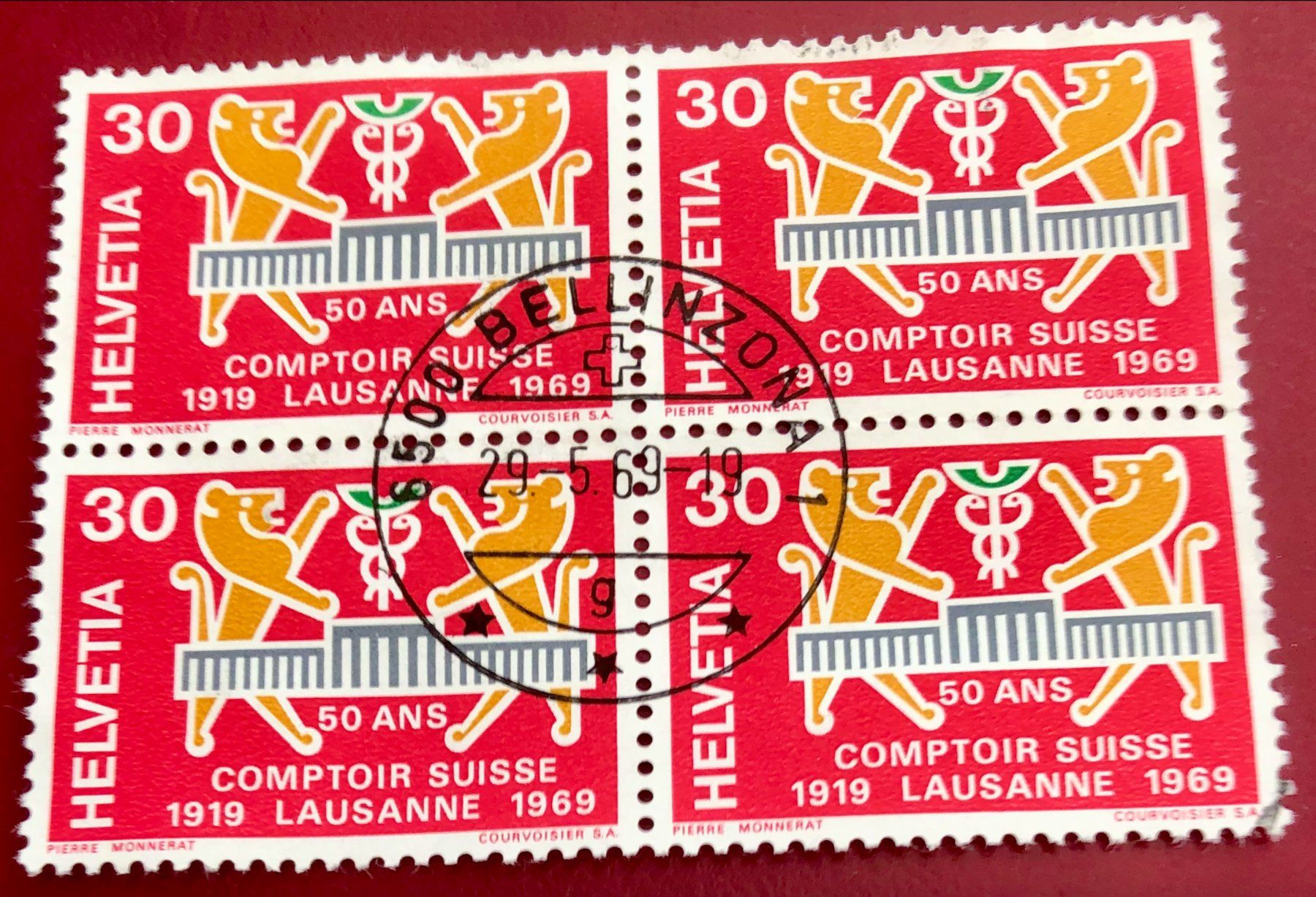 Tutti i francobolli: 4 er Block Nr.463 mit Stempel  Bellinzona – Usato da Aarau venduto da Billa007