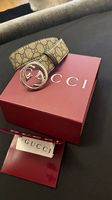 Gucci Gurt beige braun GG Muster Schnalle Silber Grösse 70