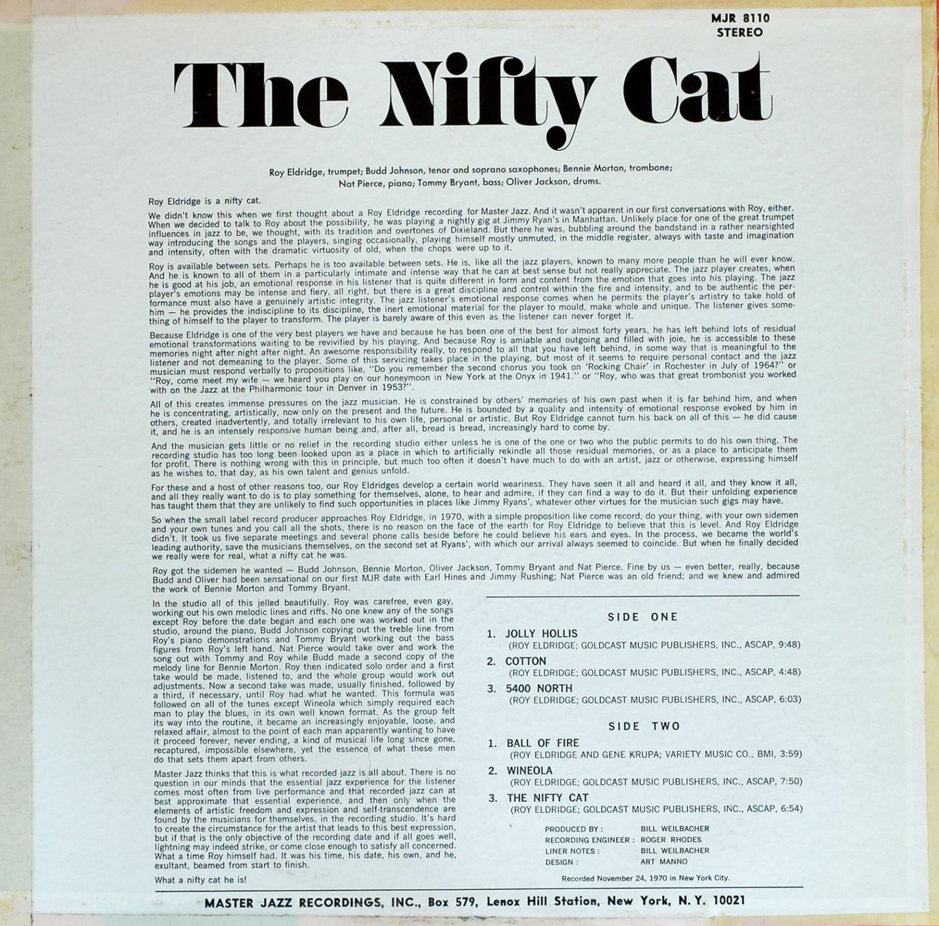 Vinyles: Jazz LP: Roy Eldridge "The Nifty Cat" (Master Jazz Rec.) – D'occasion à Hochfelden par mue_lhm9 3