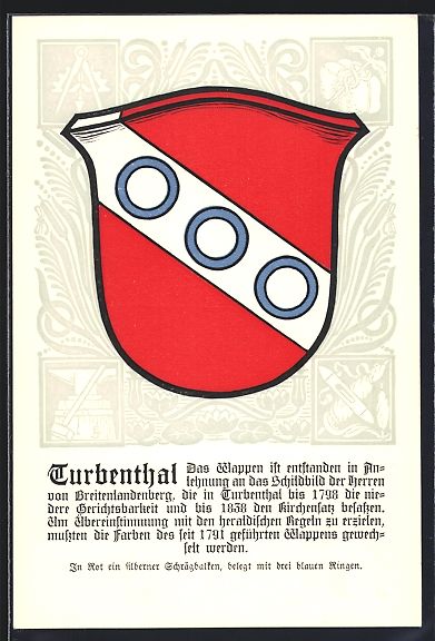 Cartoline postali: Künstler-AK Turbenthal, Wappen – Usato da Berlin venduto da bartko-reher