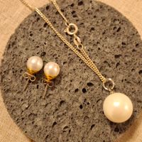 Set Silber 925 Halskette mit Perle inkl. Perlen-Ohrstecker