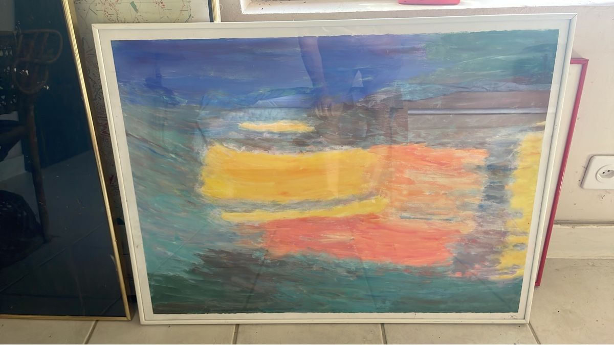 Colori: Tableau abstrait cadre blanc bon état – Nuovo (secondo la descrizione) da Meyrin venduto da jul_km5p