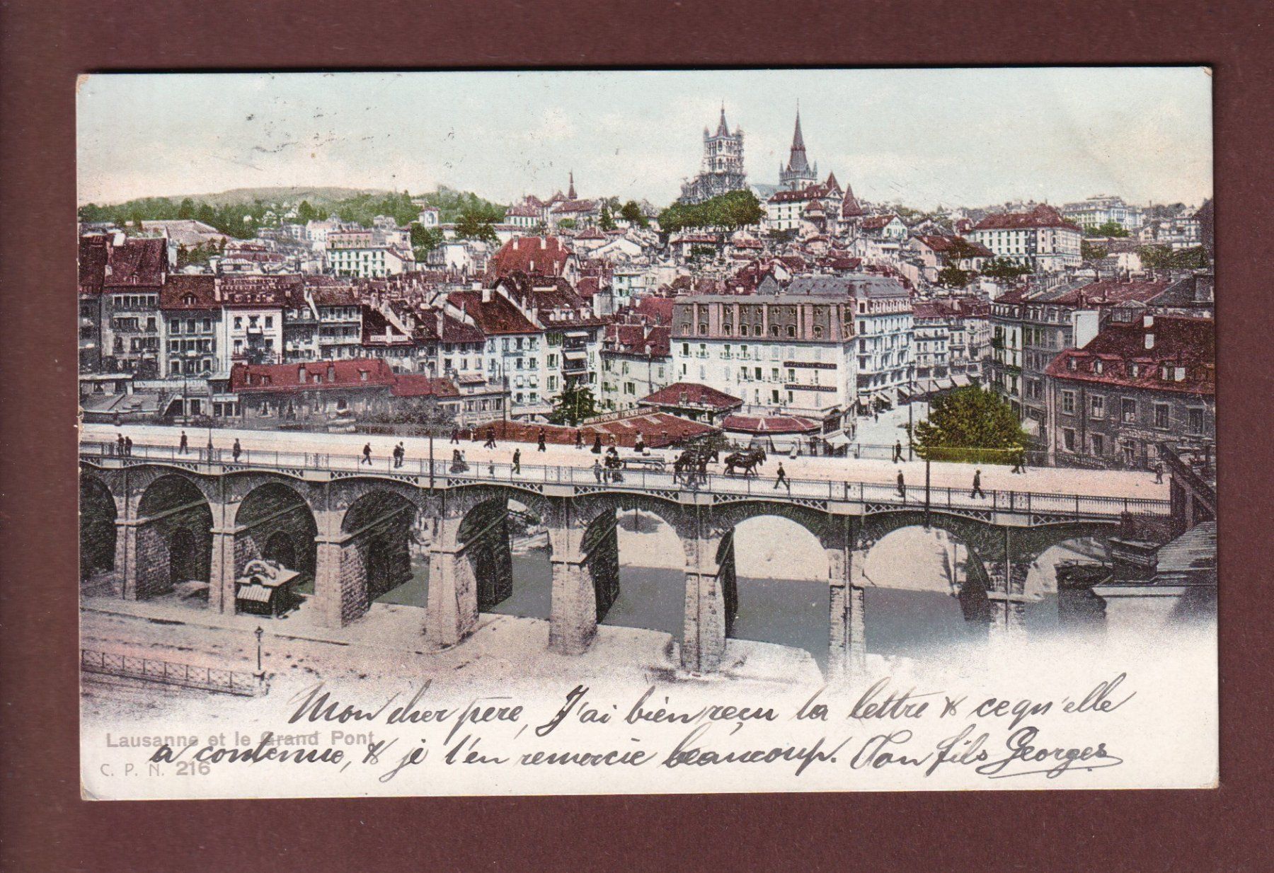 Cartoline postali: LAUSANNE - Grand Pont - 1905 CPN – Usato da Pully venduto da nicecards-shop