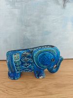 RARE Bitossi Flavia ceramic elephant blue green figurine MCM