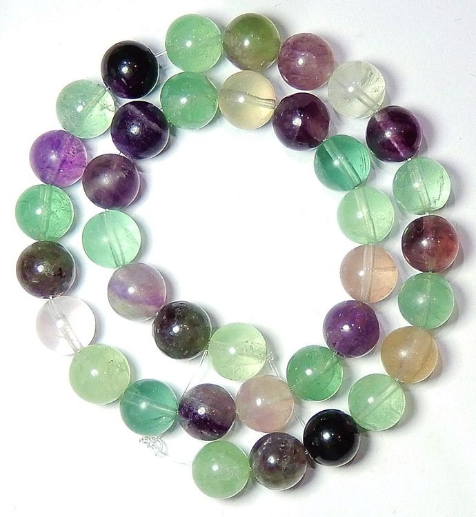 1 Strang echte multicolor Fluorit Perlen 10 mm (Neu (gemäss ...