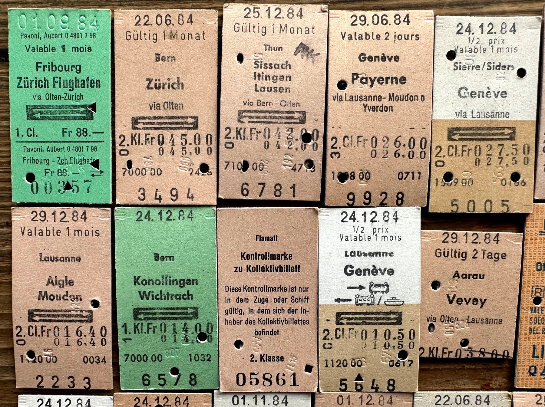 Biglietti: 20 Top Billette, SBB, Tickets Edmondsche Kartonbillette – Usato da Seltisberg venduto da quadartswiss 1