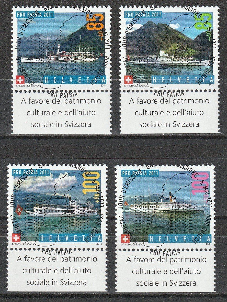 Tutti i francobolli: 2011 Pro Patria Dampfschiffe, ET - Vollstempel – Nuovo e nell'imballaggio originale da Homburg venduto da masina01
