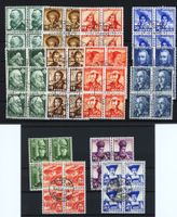 Pro Juventute Viererblock-Serien 1939-1942, gestempelt