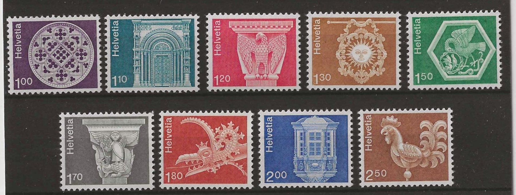 Tutti i francobolli: Serie Architektur 1973/75 Postfrisch ** – Usato da Zürich venduto da Philacat11