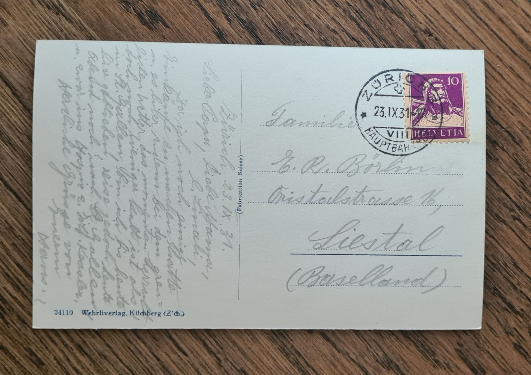 Cartoline postali: Zürich Quaibrücke 1931 – Usato da Ebikon venduto da Donar50 2