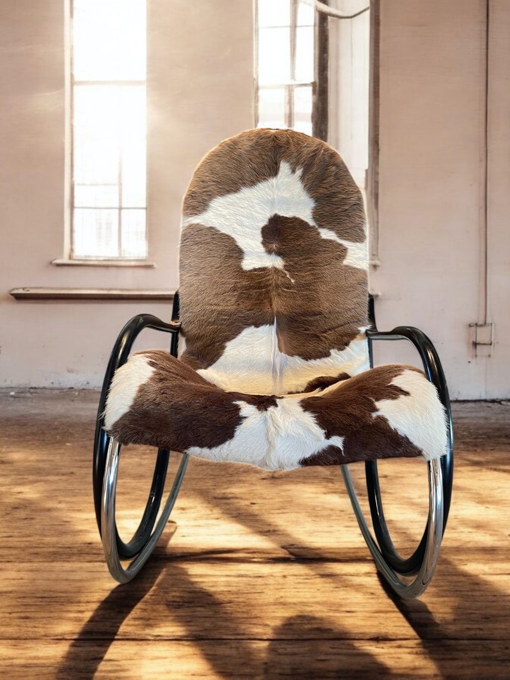 Sessel: Kuhfell Schaukelstuhl, Designklassiker – Gebraucht aus Gunzwil von  2