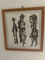 Vintage-Tuschezeichnung, signiert „Pré 89“ – gerahmt,