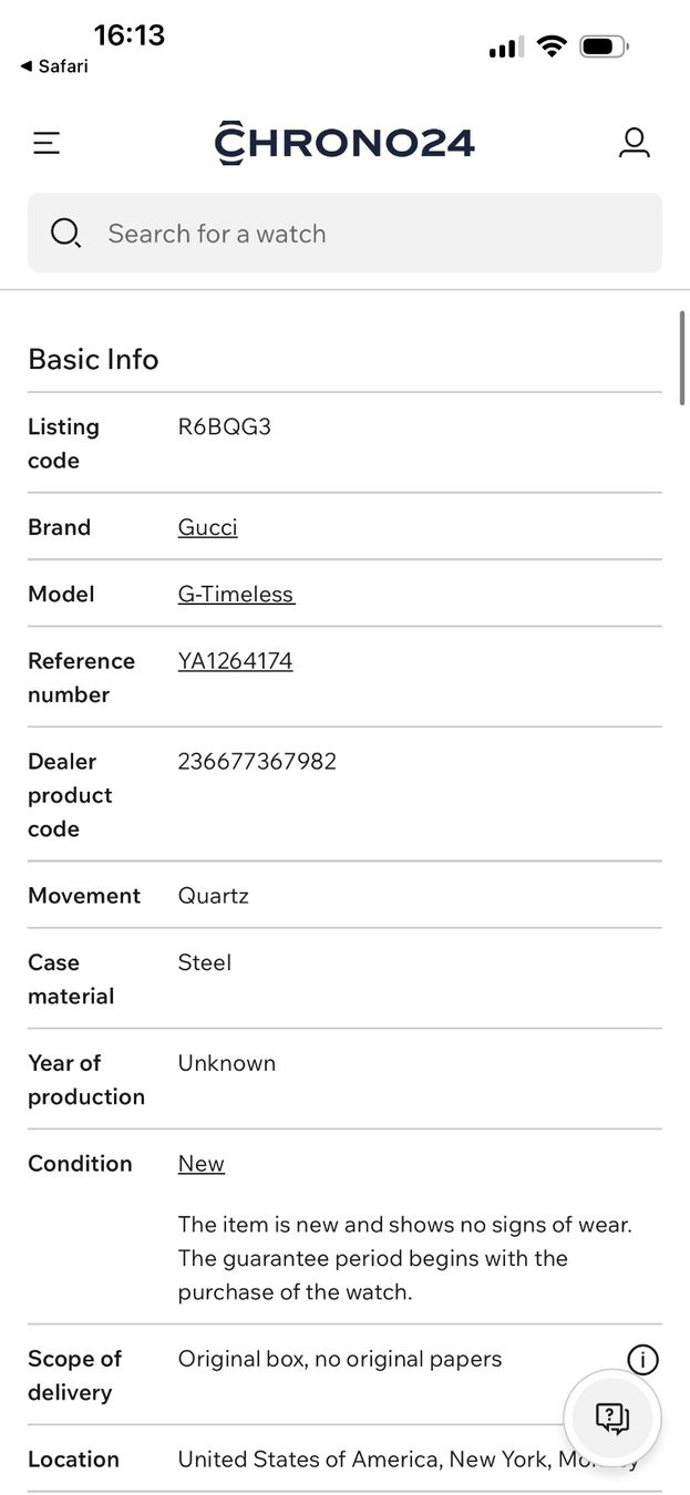 Gucci Orologi: Gucci Uhr Neu und originalverpackt – Nuovo e nell'imballaggio originale da Grossdietwil venduto da RSW032 6