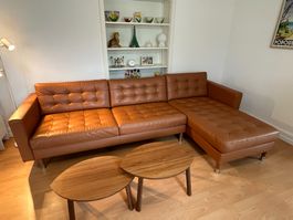 Schöne Leder 4er-Sofa, mit Récamiere - IKEA Landskrona