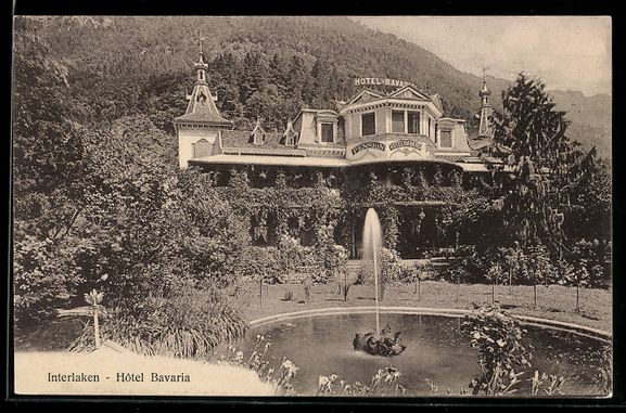 Cartoline postali: Interlaken, Blick auf das Hotel Bavaria – Usato da Berlin venduto da bartko-reher