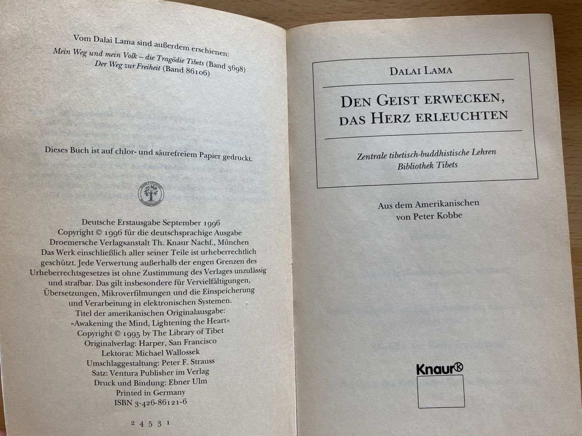 Bücher: Den Geist erwecken, das Herz erleuchten - Dalai Lama – Gebraucht aus Schwarzenburg von Michellu 5