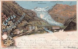 Gruss vom Rhônegletscher, Litho gelaufen 1898