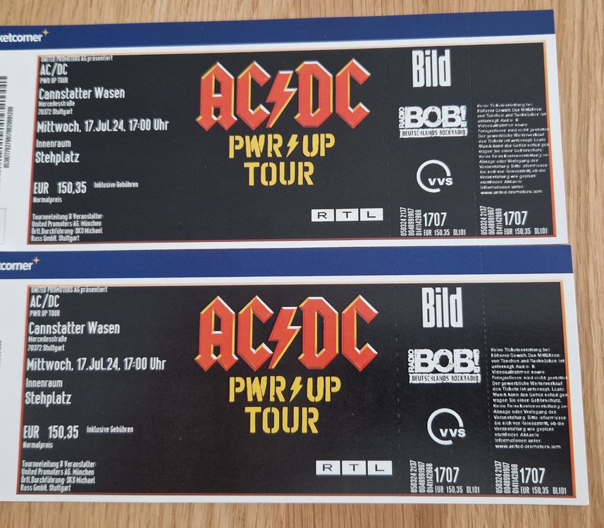 2 x AC/DC Tickets Stuttgart 17. Juli 2024 zum Normalpreis (Neu (gemäss ...