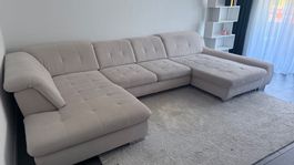 Sofa beige mit Bettfunktion (Wohnlandschaft)