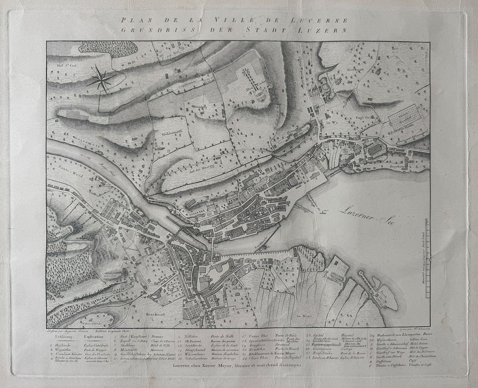 Incisioni: Historischer Stadtplan Luzern 1848 – Usato da Mönchaltorf venduto da Speedy453