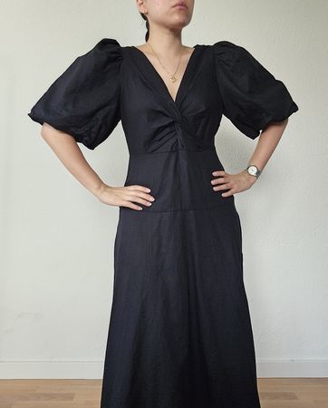 Maxikleid 100% Leinen schwarz, Leinenkleid, Grösse M, neu