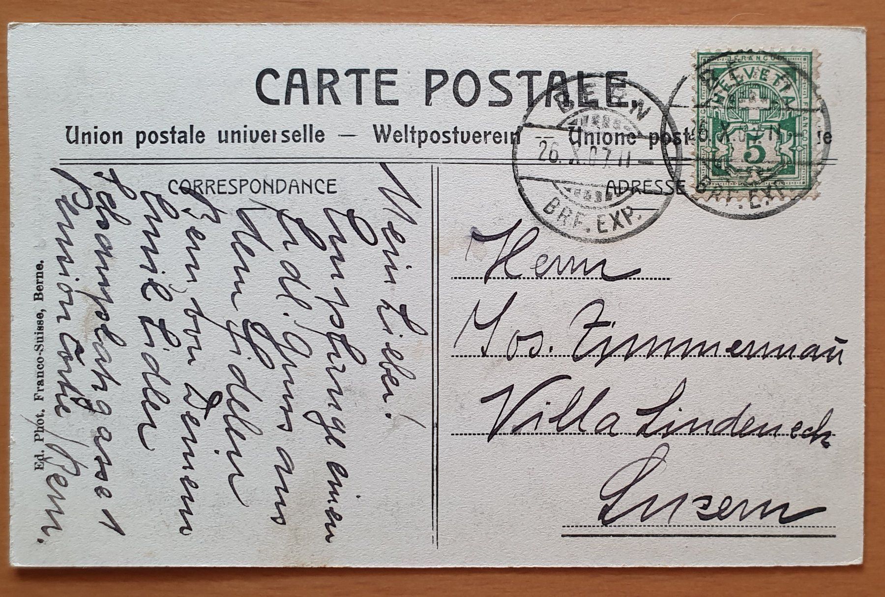 Cartoline postali: Bern - Pauluskirche 1907 – Usato da Kreuzlingen venduto da Rschweiz1 1