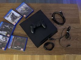 Sony PlayStation 4 Konsole schwarz mit 5 Spielen fast neu