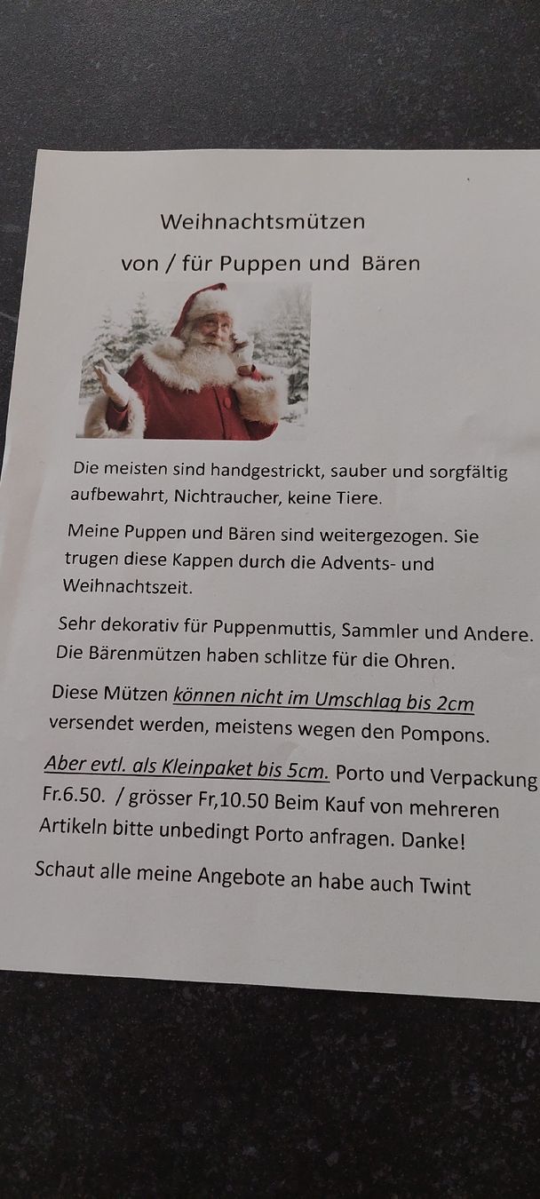 Tutte le decorazioni: Deko Weihnachts Puppenmütze  – Nuovo (secondo la descrizione) da Muri AG venduto da nindo1 6