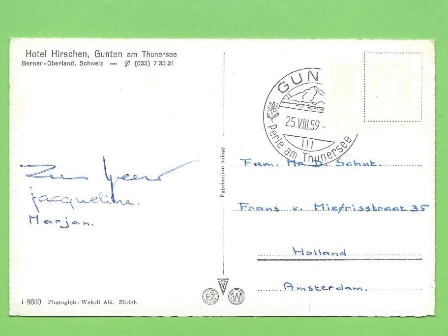 Cartoline postali: Gunten mit Eiger, Mönch und Jungfrau – Usato da Zürich venduto da t24_de 1