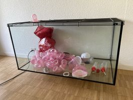 Terrarium 100/50/50 mit Anschluss Röhrensystem und Zubehör