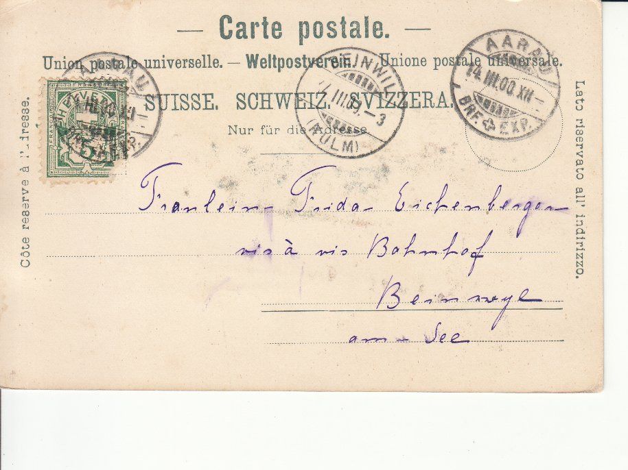 Ansichtskarten: Aarau  1900 – Gebraucht aus Bürglen TG von StampGraf 1