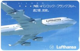 Lufthansa Jumbo B747-400 auf japanischer Telefonkarte