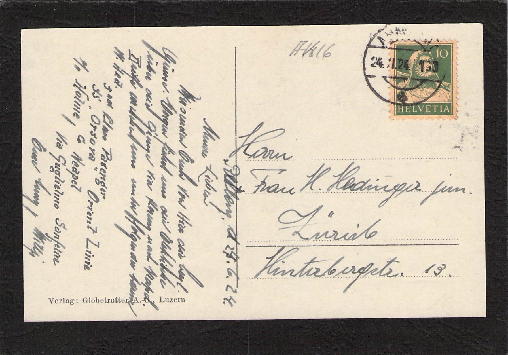 Ansichtskarten: Bellinzona TI , gel. 1924 – Gebraucht aus Reichenburg von Pipo-67 1