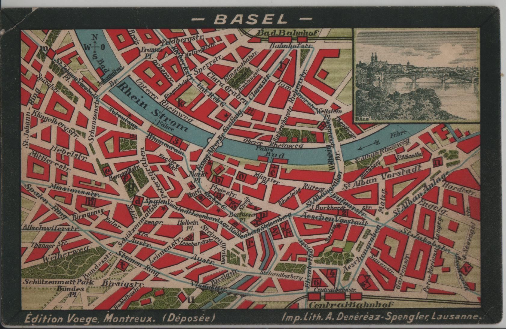 Cartoline postali: Basel - City Maps - Stadtplan - Bale – Usato da Ettingen venduto da Kartenplanet