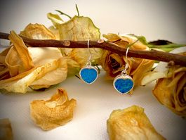Herz Ohrringe 925 Sterling Silver synthetischer Edel Opal