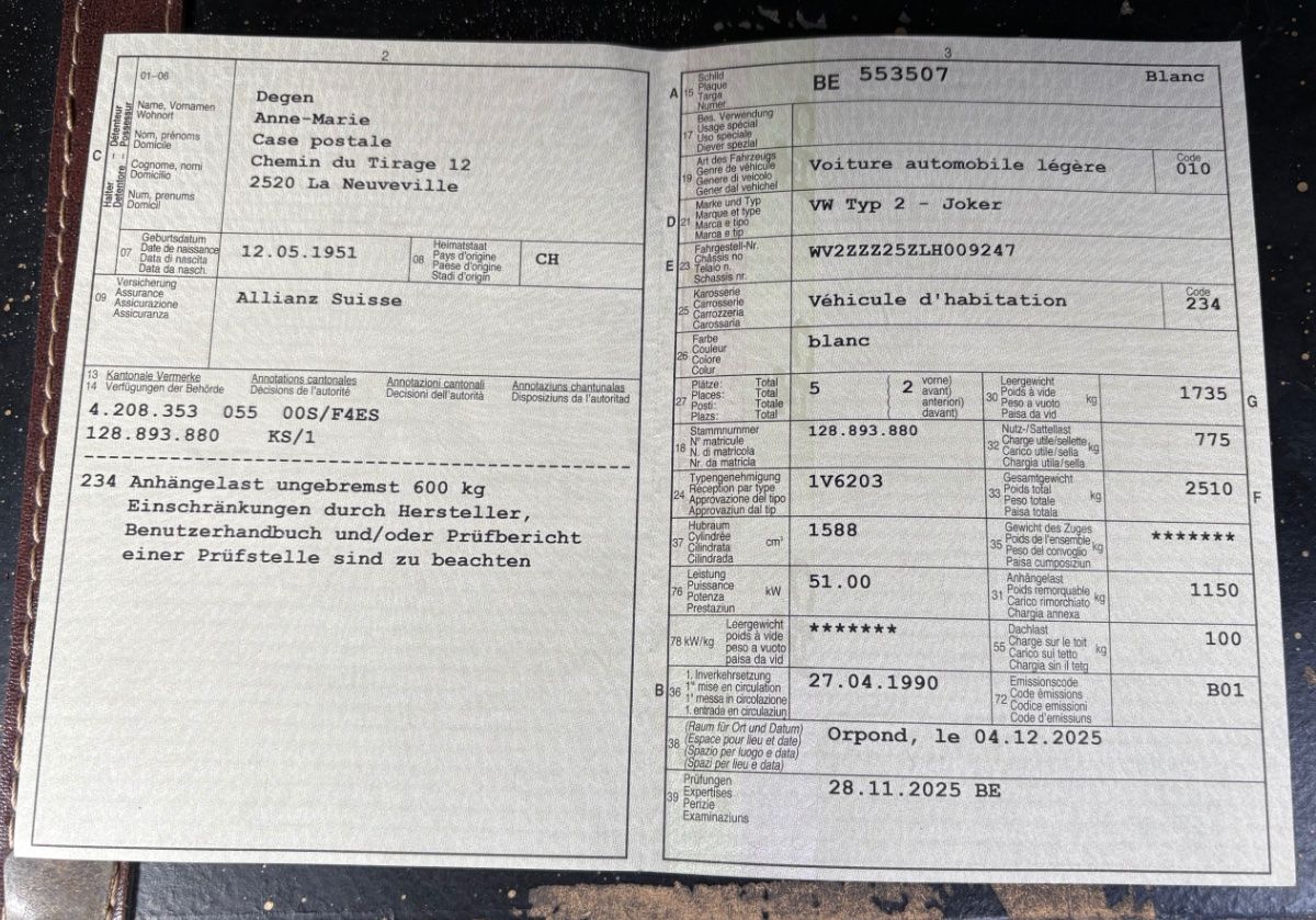 VW Camping Fahrzeuge: Camping-car VW type 2 Joker – Defekt aus La Neuveville von Alex6665 7
