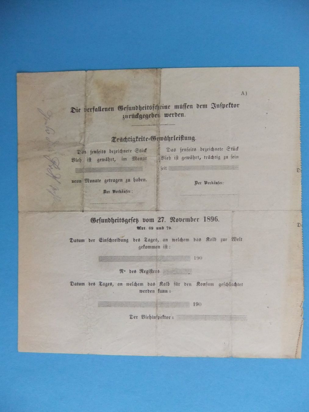 Dokumente: Gesundheits- oder Ursprungschein für ein Tier Kanton Wallis – Gebraucht aus St. Niklaus VS von wunschlos54 1